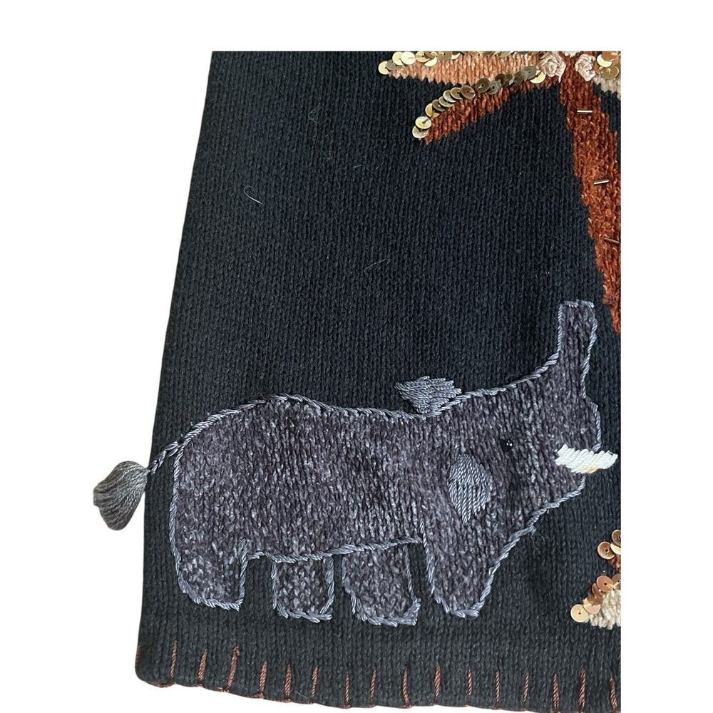 Victoria Woman 1X Embellished Jungle Cardigan Sweater – Sequin Animal Palmtrees - Picture 7 of 13